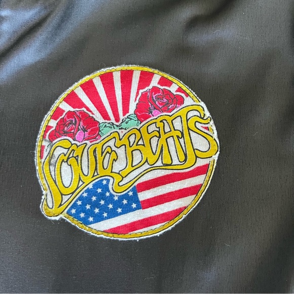 Flowers By Zoe Black Faux Leather Jacket with patches. Girls 6x - Picture 3 of 8